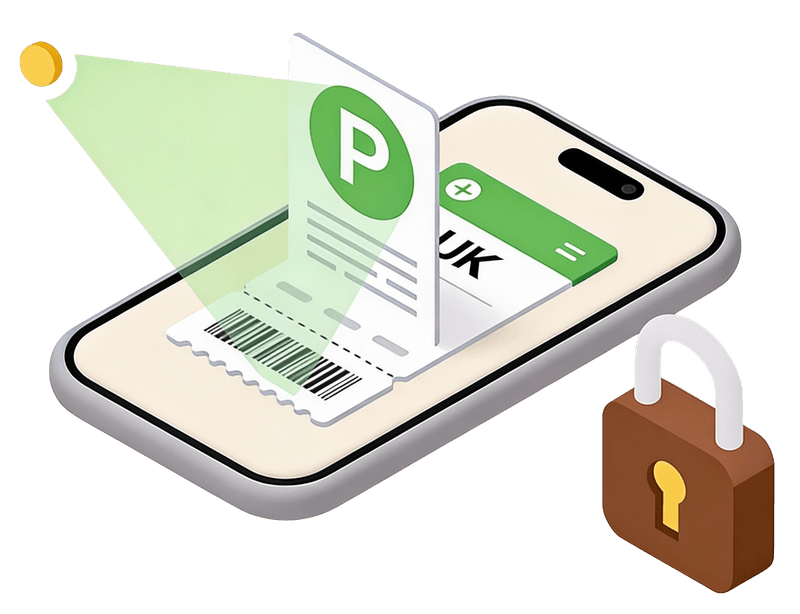 Phone scanning parking ticket